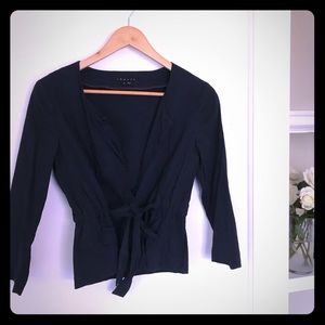 Navy Theory wrap top